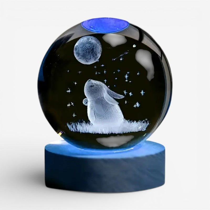 RabbitAura – Dekorativ Kanin Udhugget Månekugle Ornament