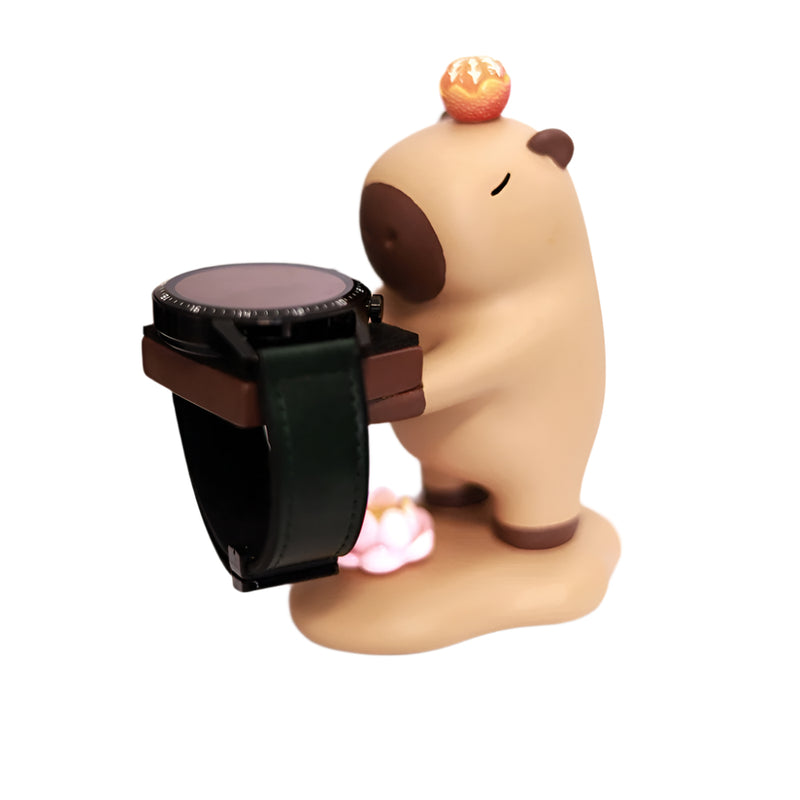 CapyCharge - Legesyg capybara Apple Watch-holder til stilfulde skriveborde