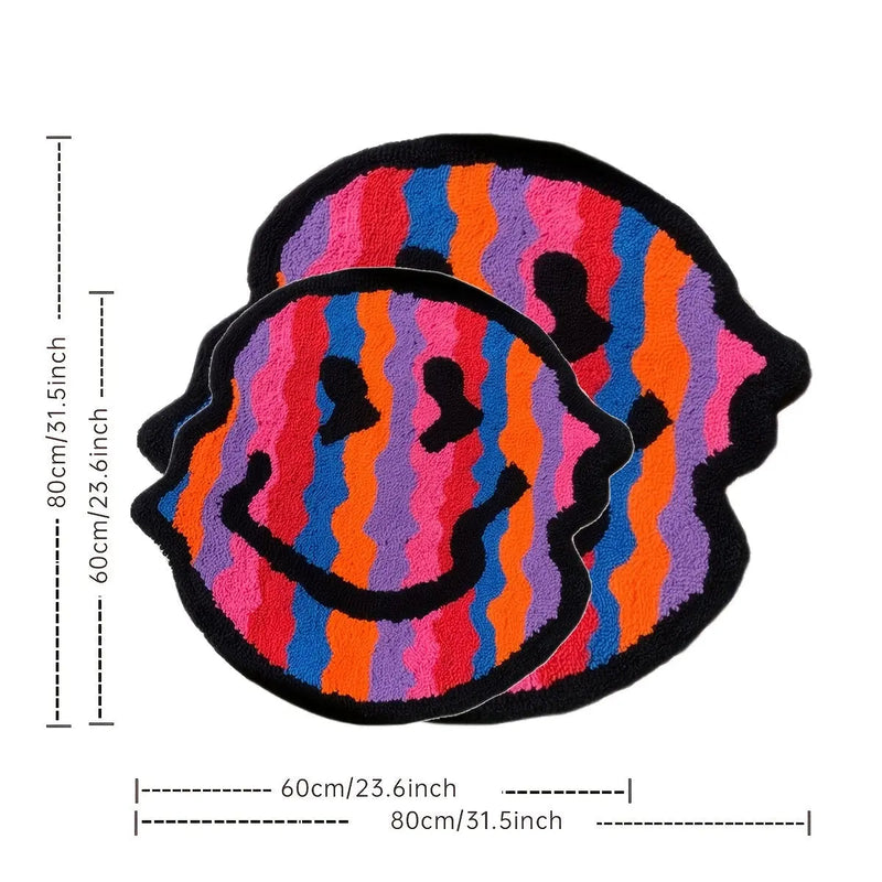 SmileRug - Levende Smiley Face tæppe med hyggelig tekstur til legende hjemmerum