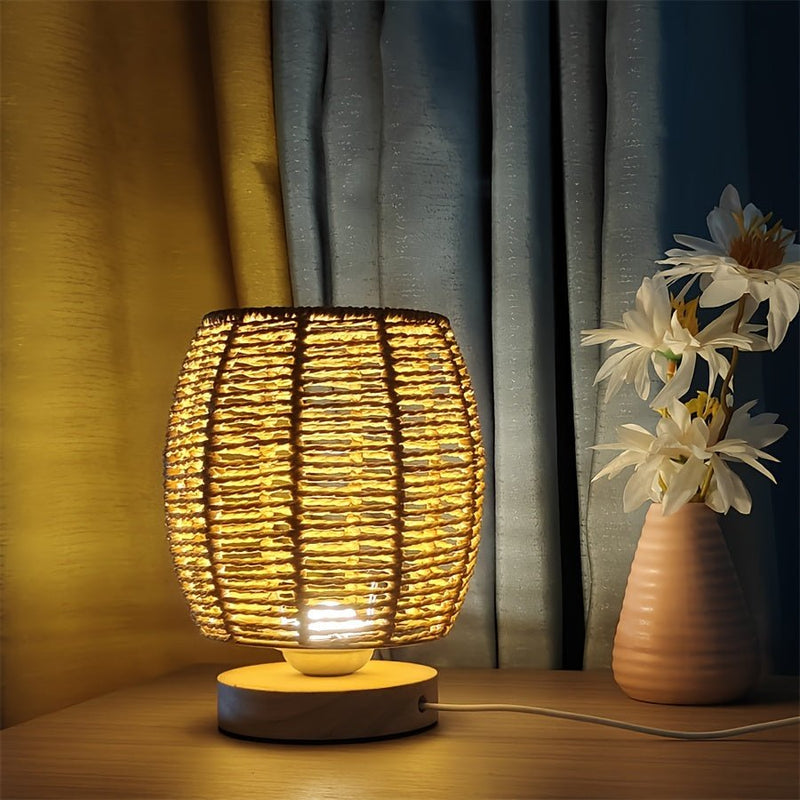 GlowCraft – Håndlavet LED-bordlampe i træ med varm hvid glød