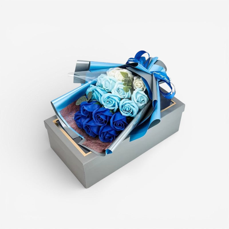 BlossomGlow - Dekorativ Blomsterbuket med Æske