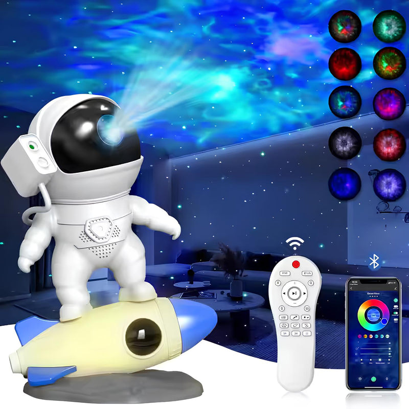 StarGlide – Raketprojektorlampe med Galaxy-scener og Bluetooth-lyd