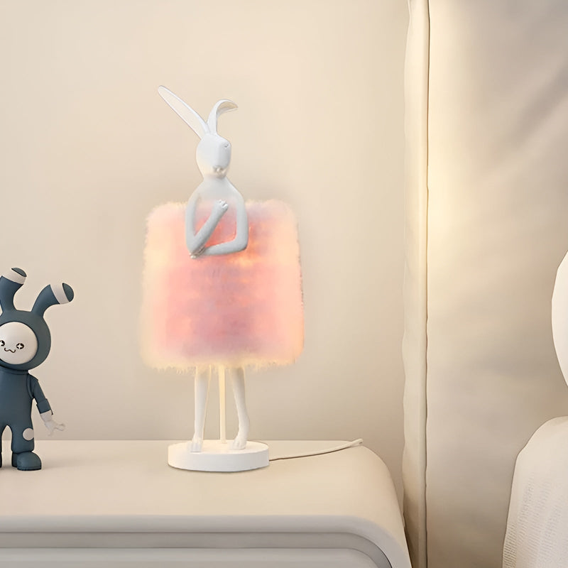 FluffRabbit – Bordlampe med kaninmotiv, bløde fjer og varmt lys