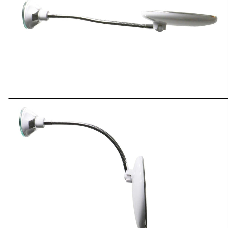 GlowView – Rundt LED-spejl med 10X zoom med fleksibel arm og sugekop