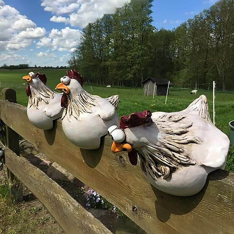 ChickCharm - Finurlige Kyllingestatuer Til Garden Corner