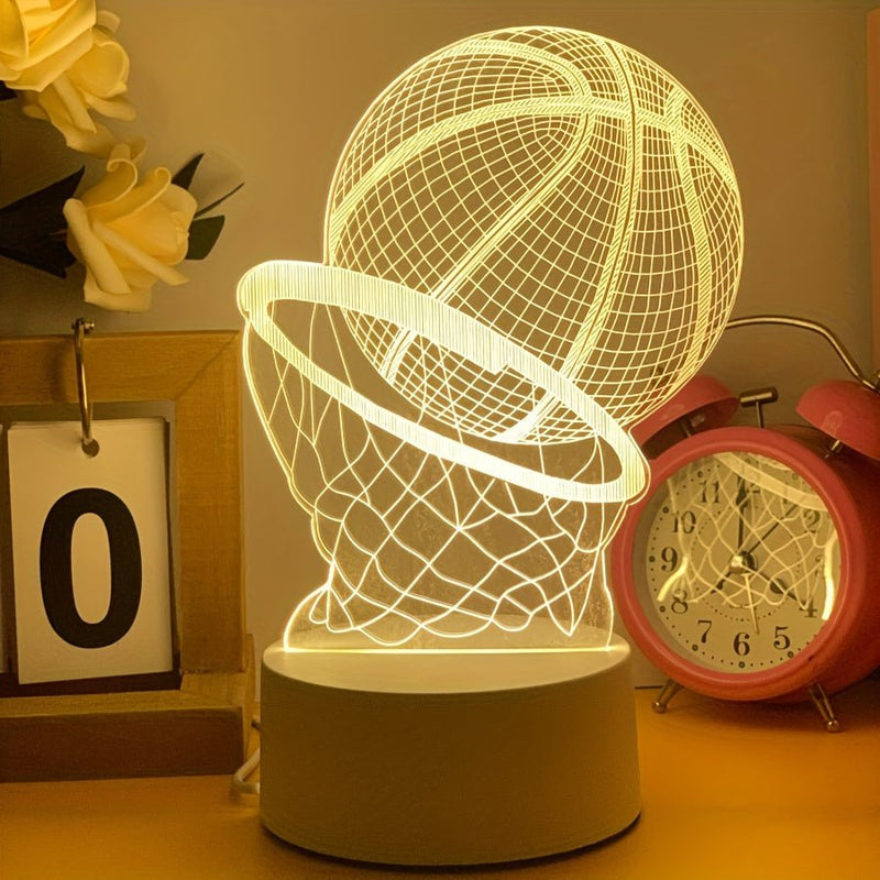 HoopGlow - 3D Basketball LED-lampe med realistisk svævende illusion