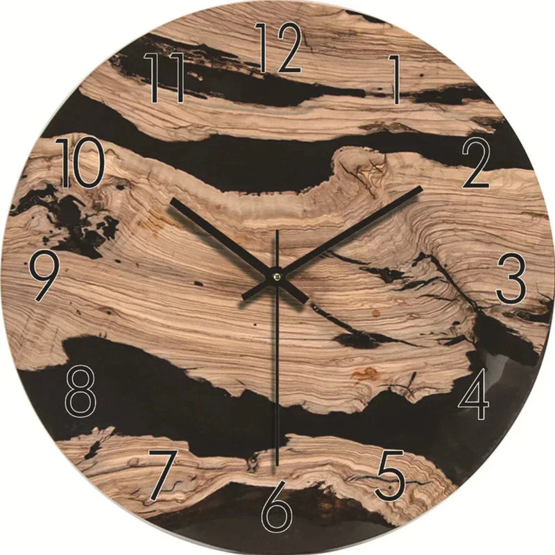 TimeCraft – Rundt vægur med store tal og rustikt design i naturligt træ
