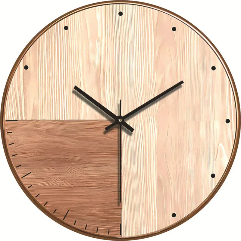 TimeCraft – Rundt vægur med store tal og rustikt design i naturligt træ
