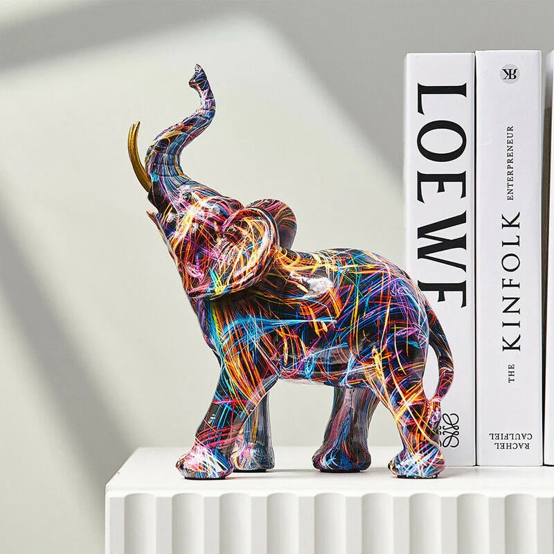 ElevaArt – Elefantfigur i resin med graffiti-stil til modig og kunstnerisk boligindretning