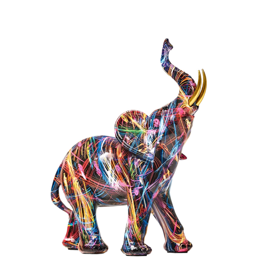ElevaArt – Elefantfigur i resin med graffiti-stil til modig og kunstnerisk boligindretning