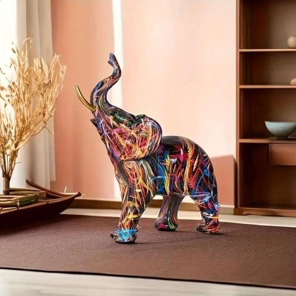 ElevaArt – Elefantfigur i resin med graffiti-stil til modig og kunstnerisk boligindretning