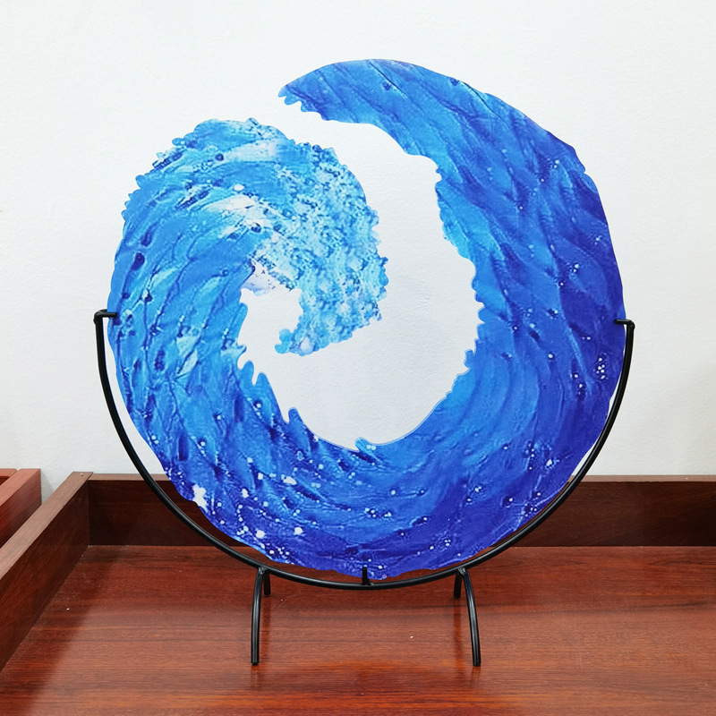 OceanFlow - Kunstnerisk glasskulptur af Majestic Ocean Wave