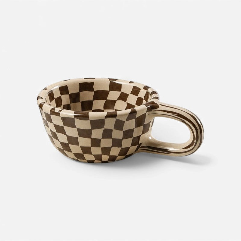BoardCup - Kaffekrus med Håndtag og Skakbræt Inspireret Design