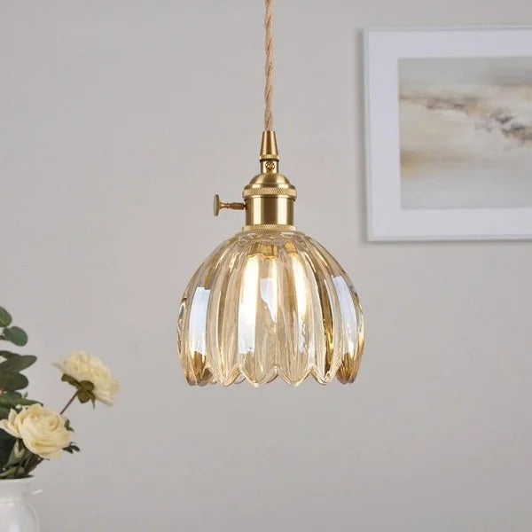 BlossomGlow - Elegant Retro Glas Blomster Pendel Light