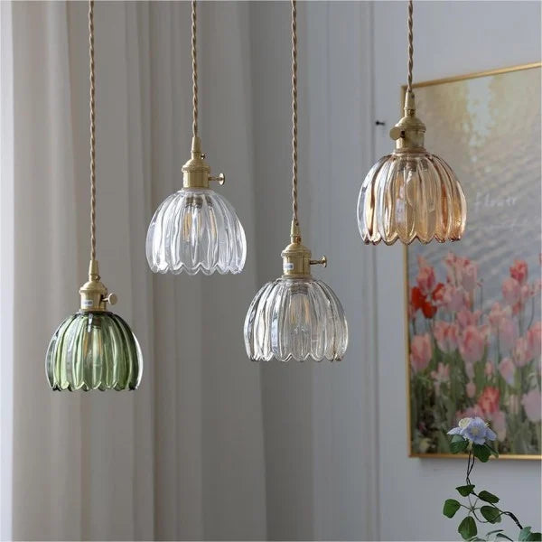 BlossomGlow - Elegant Retro Glas Blomster Pendel Light
