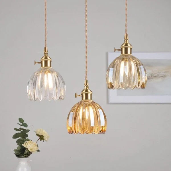 BlossomGlow - Elegant Retro Glas Blomster Pendel Light