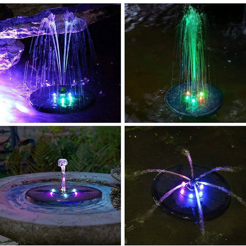 LumiFlow – Solcelledrevet springvand med farveskiftende LED-lys