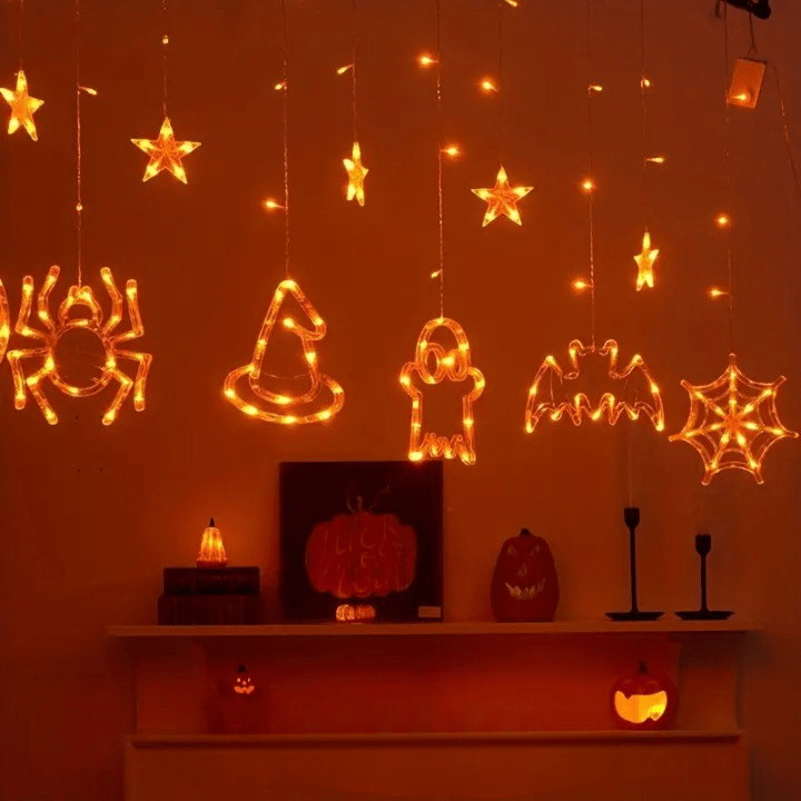 GlowFrights - Legende spøgelses- og flagermus-halloween-lyskæder til festlig udsmykning