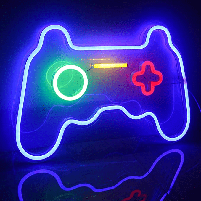 GameGlow – Gaming Controller-formet væglampe med neonlys for en sjov atmosfære
