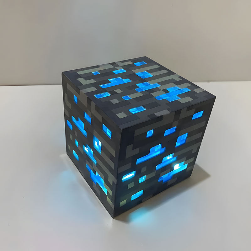 GlowCube – Blå LED natbordslampe med 3-trins dæmpning