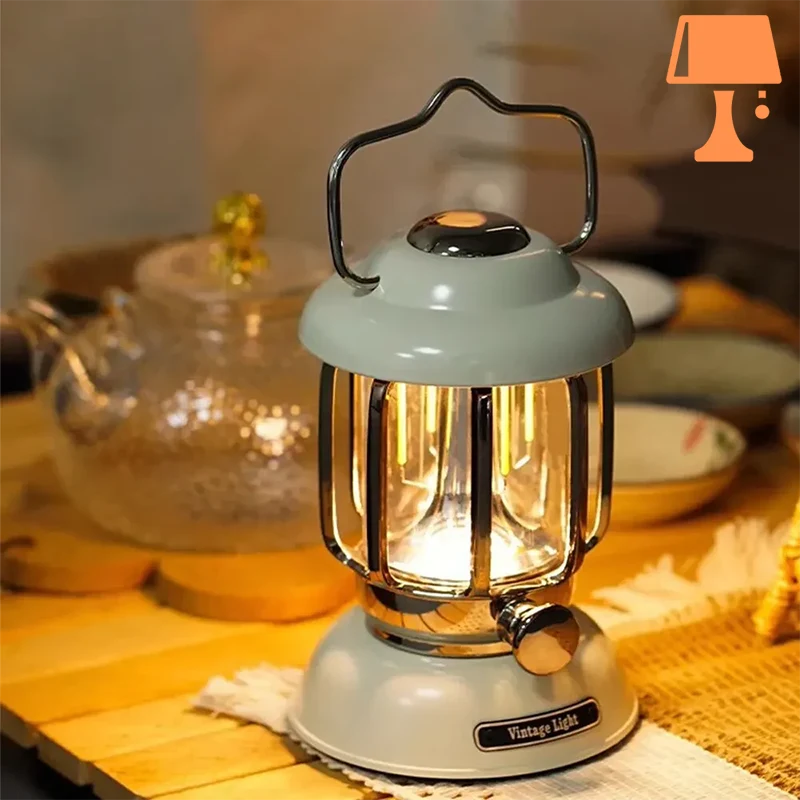 RetroGlow - LED-lampe i vintage lanterne-stil med justerbar lysstyrke