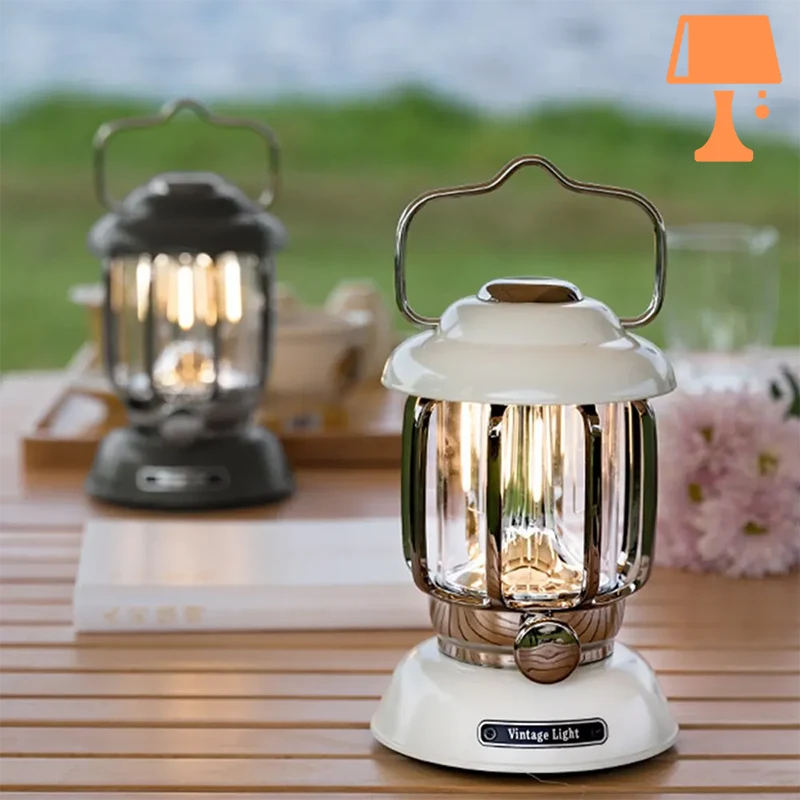 RetroGlow - LED-lampe i vintage lanterne-stil med justerbar lysstyrke