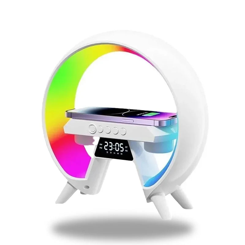 NovaBeam - Futuristisk LED-lampe med trådløs opladning og digitalt ur