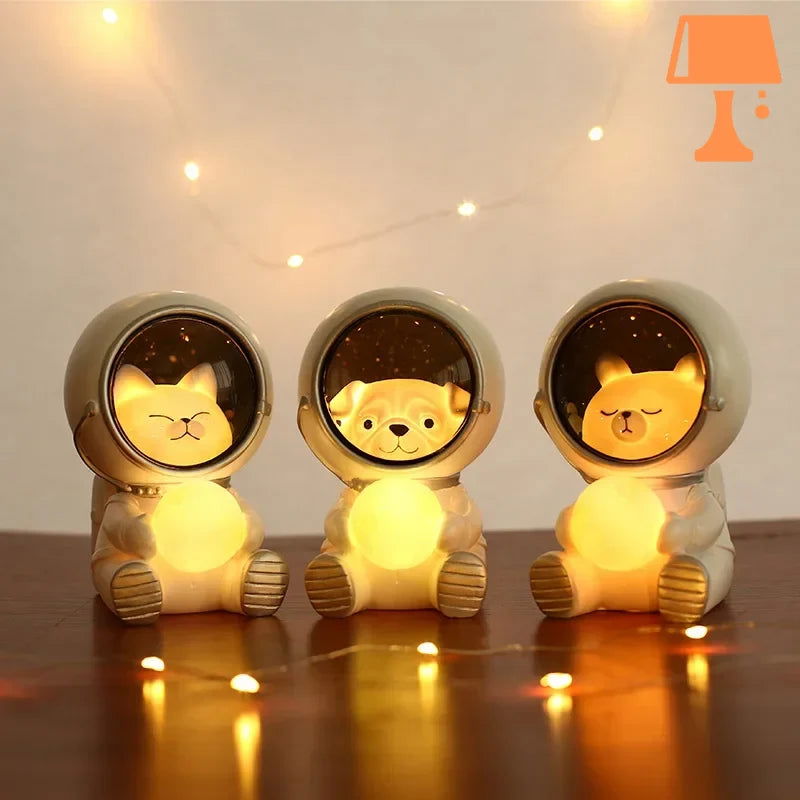 CosmicPaw - Enchanting Cat Astronaut Sengelampe til børn med blødt LED-lys