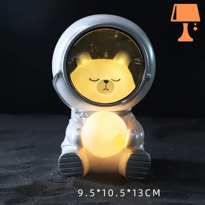 CosmicPaw - Enchanting Cat Astronaut Sengelampe til børn med blødt LED-lys