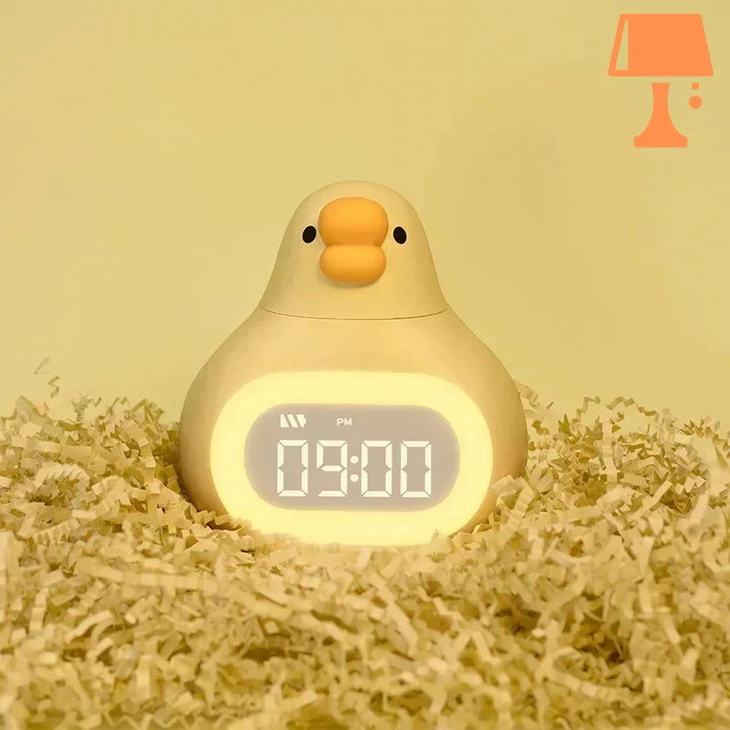 DuckyGlow - Yndig andeformet sengelampe til børn med timer og LED-display