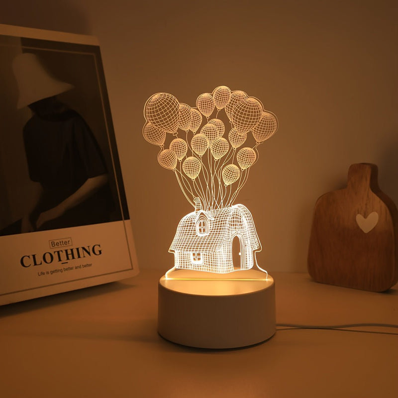 LumiGlow - 3D Ballonhus LED Natlampe med USB-strøm og blød glød