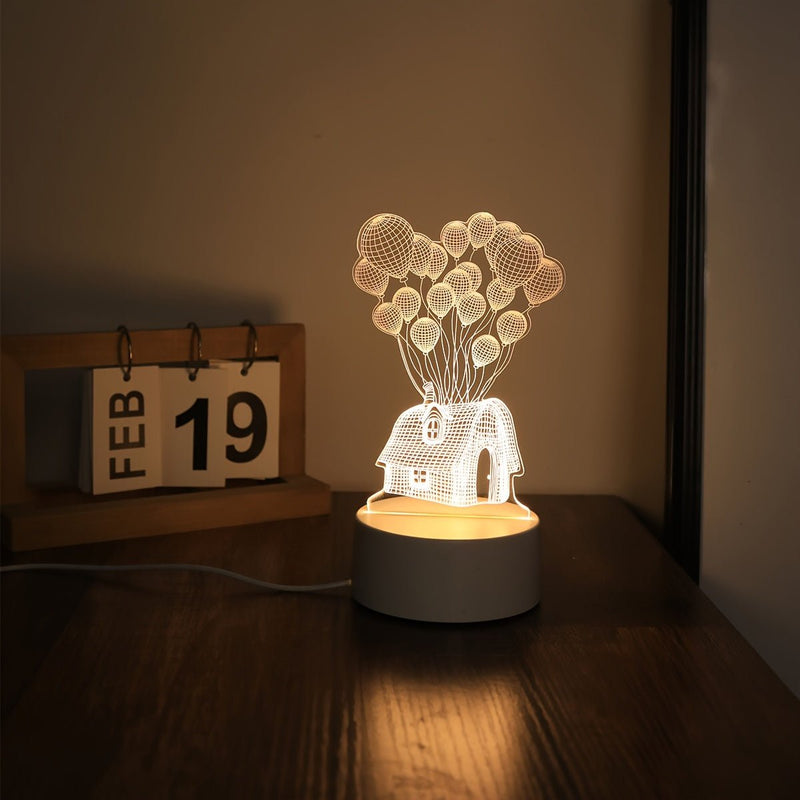 LumiGlow - 3D Ballonhus LED Natlampe med USB-strøm og blød glød