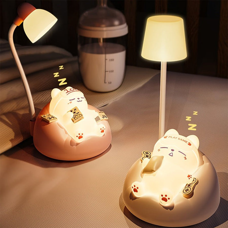 GlowPaws - Blid katteformet LED-natlampe med USB-opladningsmulighed