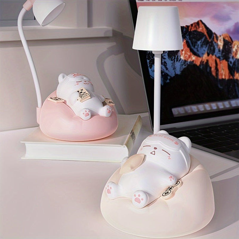 GlowPaws - Blid katteformet LED-natlampe med USB-opladningsmulighed