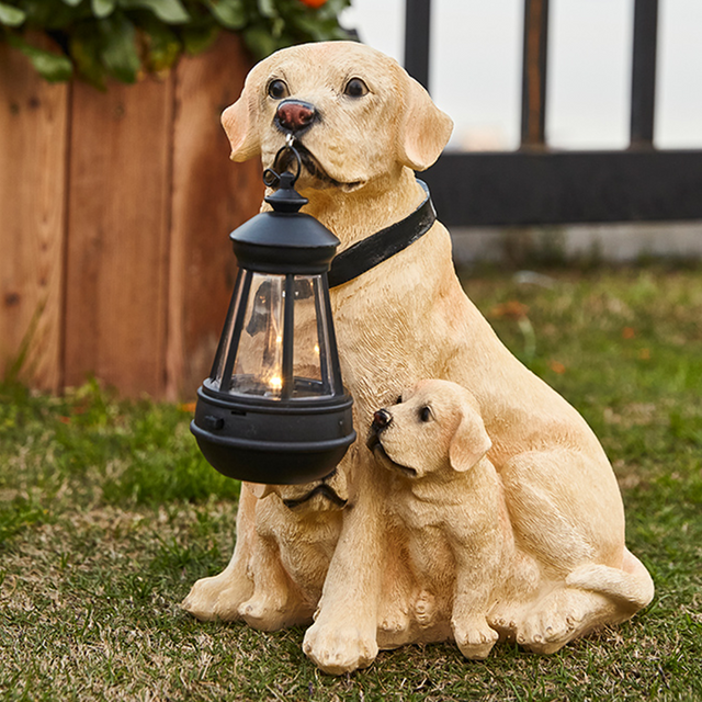 PuppyGlow –Solar Lanterne Med Playful Hundestatue til Udendørs Charme