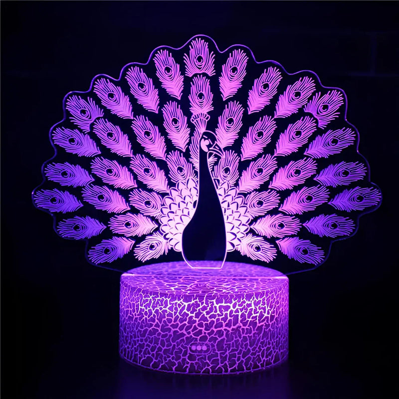 PeacockGlow – Stilfuld LED-bordlampe med farvejusteringsteknologi for en sjov lysoplevelse