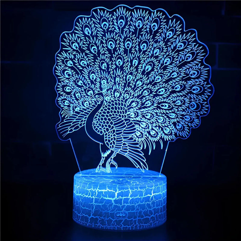 PeacockGlow – Stilfuld LED-bordlampe med farvejusteringsteknologi for en sjov lysoplevelse