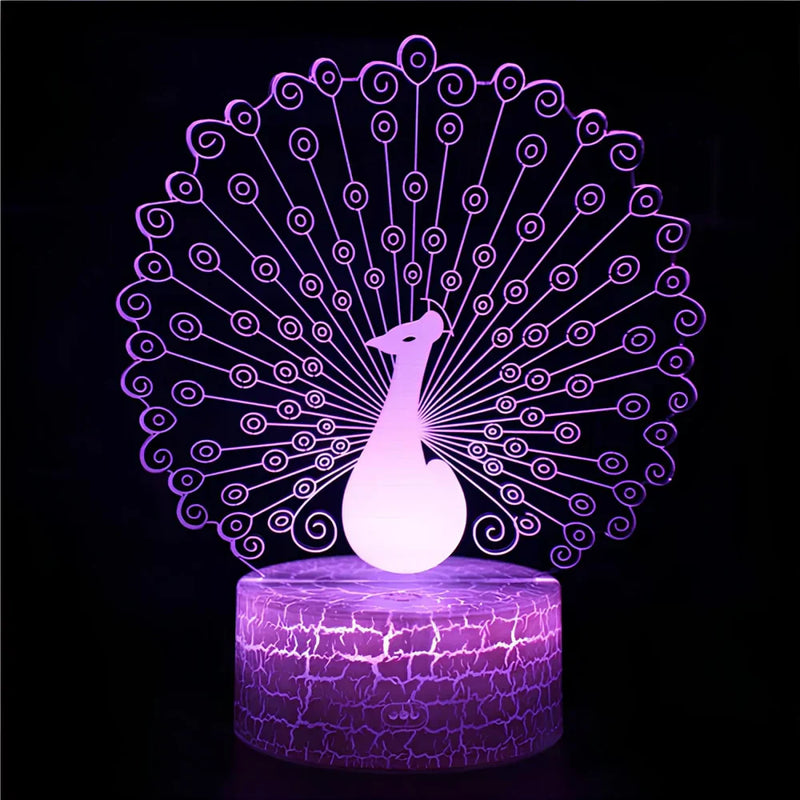 PeacockGlow – Stilfuld LED-bordlampe med farvejusteringsteknologi for en sjov lysoplevelse