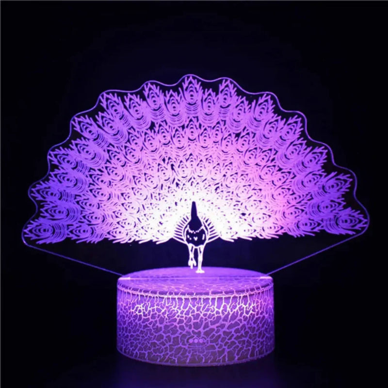 PeacockGlow – Stilfuld LED-bordlampe med farvejusteringsteknologi for en sjov lysoplevelse