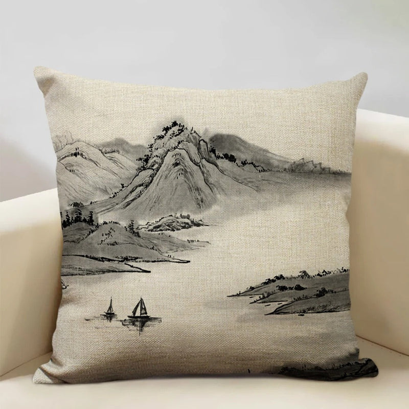 FujiVista – Pudebetræk med Ukiyo-e Mount Fuji-design til kunstnerisk boligindretning