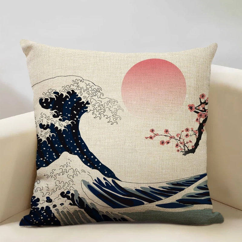 FujiVista – Pudebetræk med Ukiyo-e Mount Fuji-design til kunstnerisk boligindretning