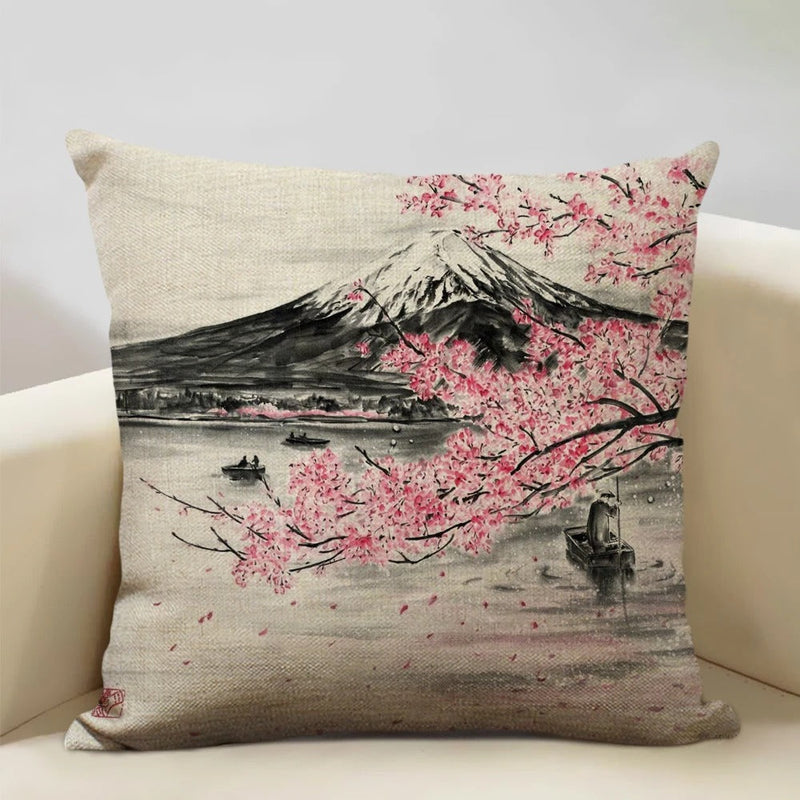 FujiVista – Pudebetræk med Ukiyo-e Mount Fuji-design til kunstnerisk boligindretning
