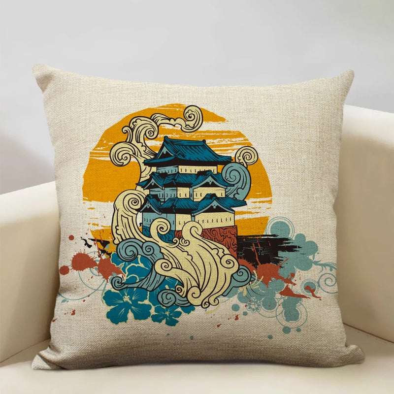 FujiVista – Pudebetræk med Ukiyo-e Mount Fuji-design til kunstnerisk boligindretning