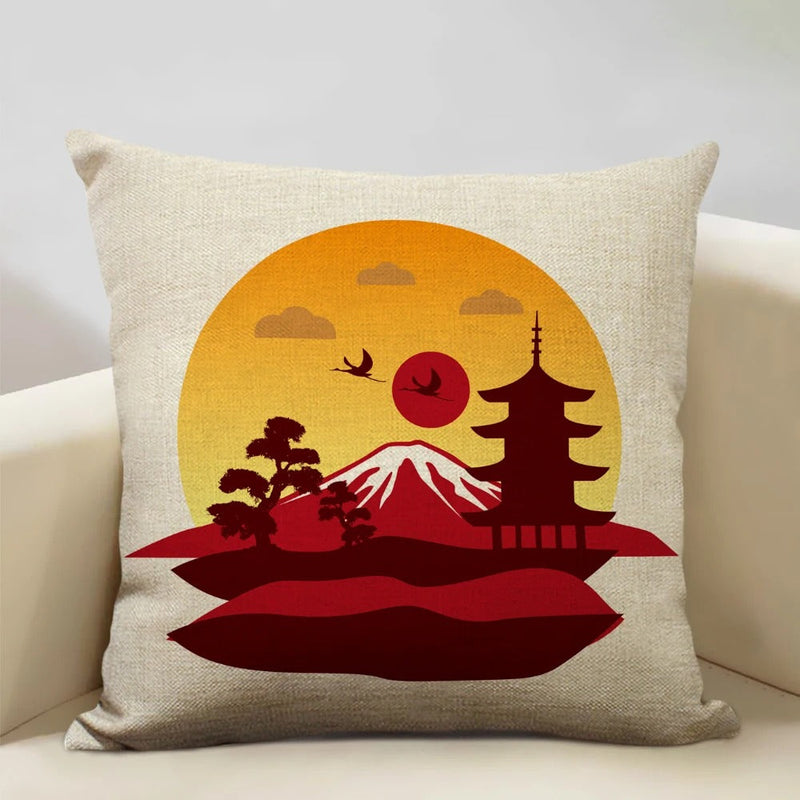 FujiVista – Pudebetræk med Ukiyo-e Mount Fuji-design til kunstnerisk boligindretning