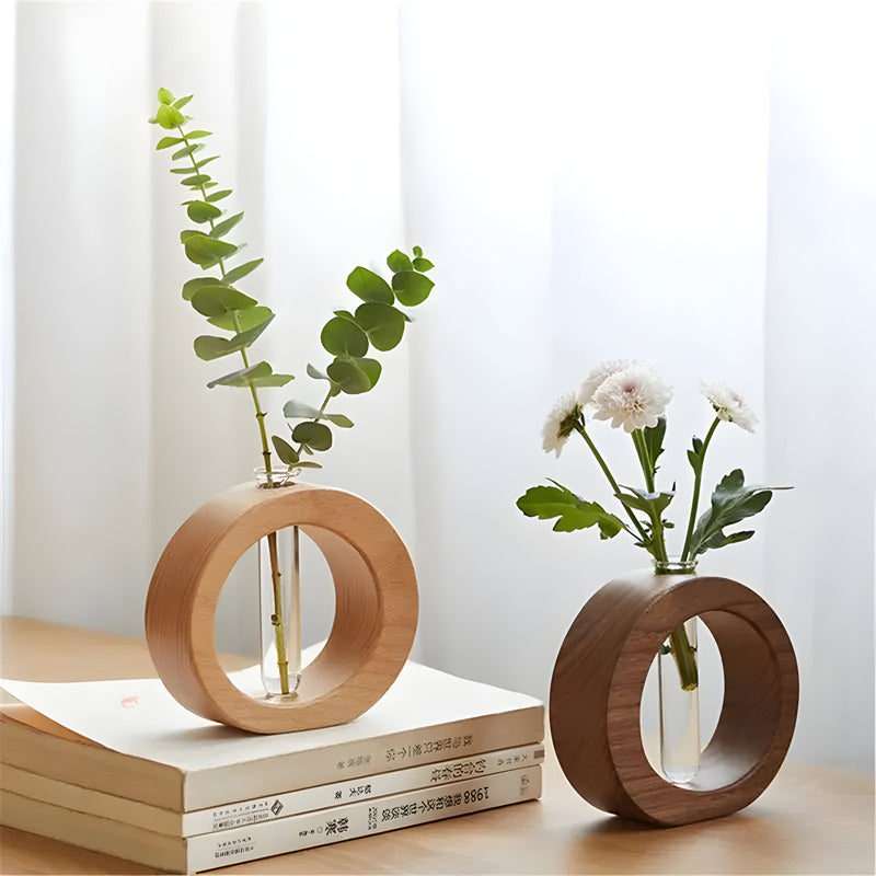 VerdantWood – Elegant dekorativ vase til hydroponiske planter og blomster