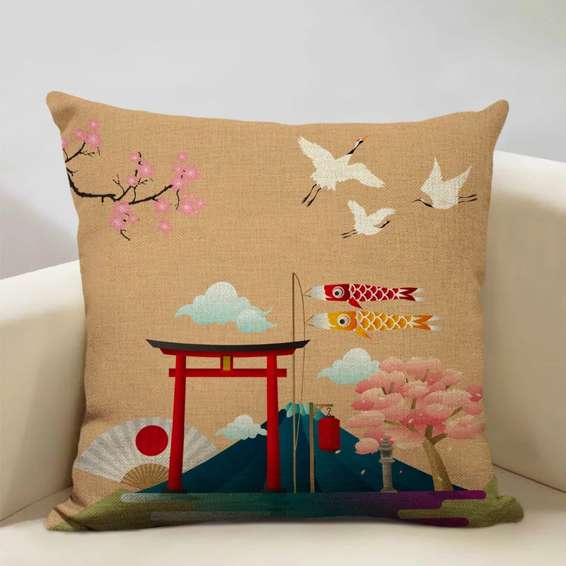 FujiVista – Pudebetræk med Ukiyo-e Mount Fuji-design til kunstnerisk boligindretning