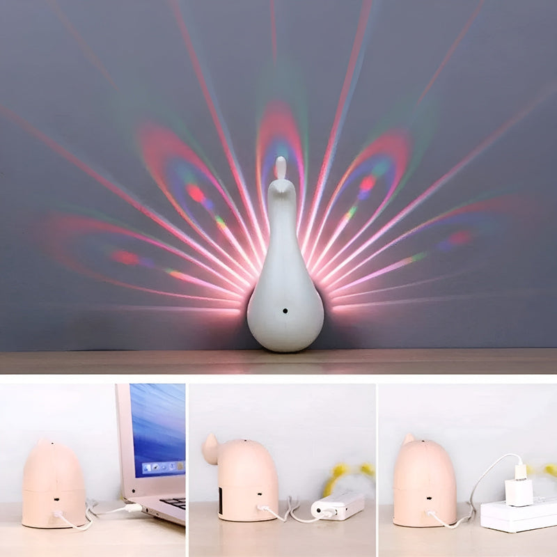 GlowFeather - Elegant påfuglefjer LED-lampe med fantastisk lysprojektion