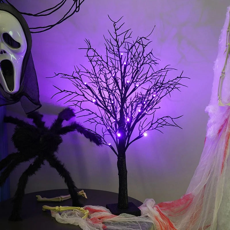 SpookGlow – LED Halloween-trælampe med sort grenmønster