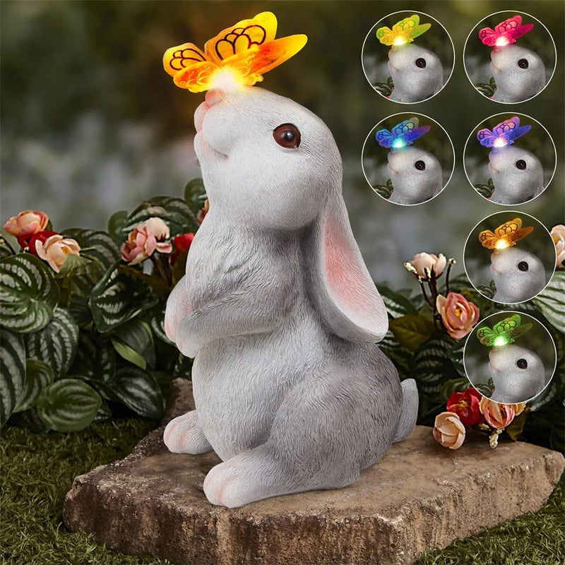 BunnyGlow – Solcelledrevet kaninstatue LED-lys til magisk udendørs stemning