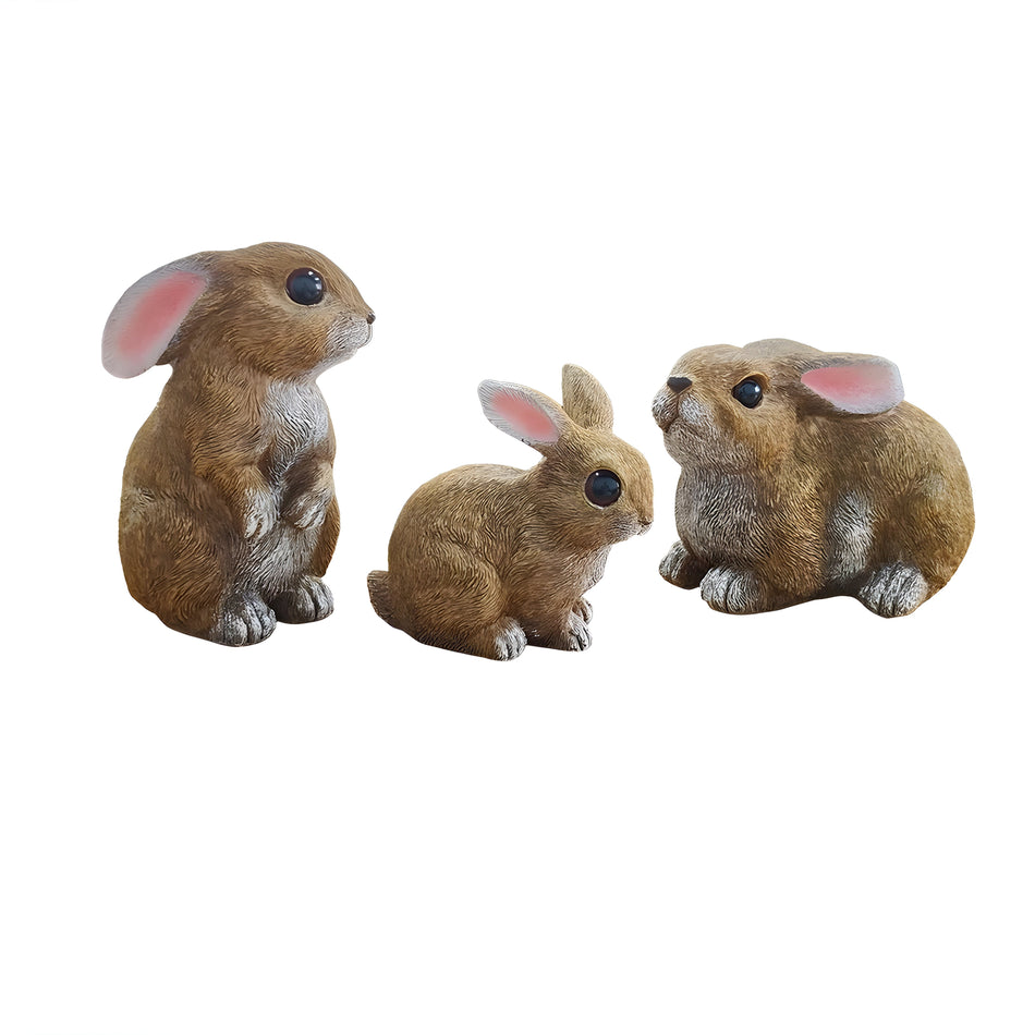 BurrowCharm – 3 delt sæt af harer i harpiks til have- eller terrasseudsmykning